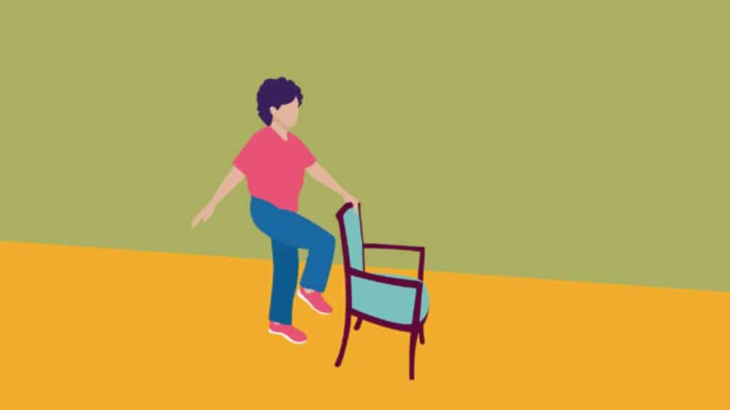 Standing like a flamingo balance exercise