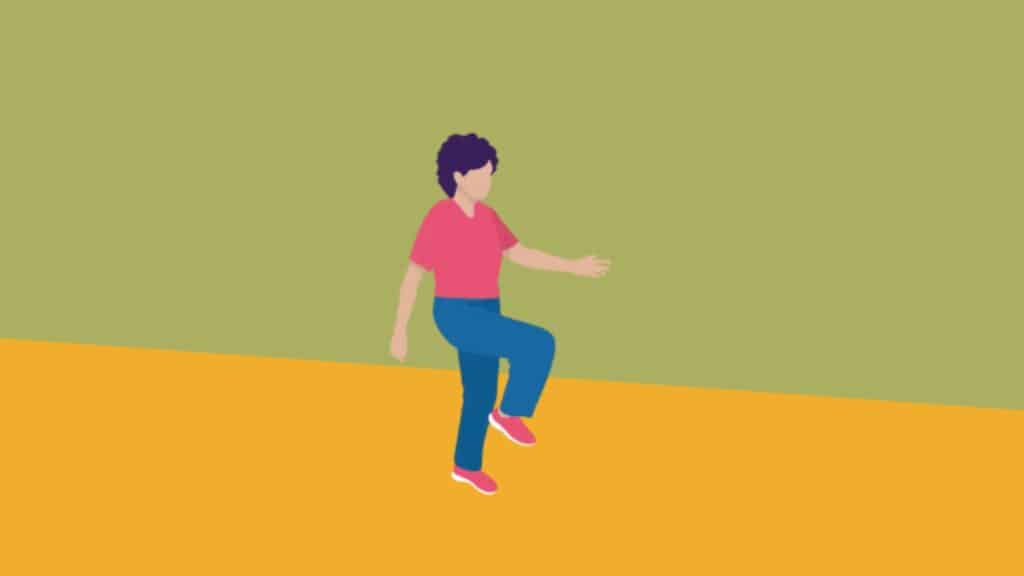 Marching in place balance exercise