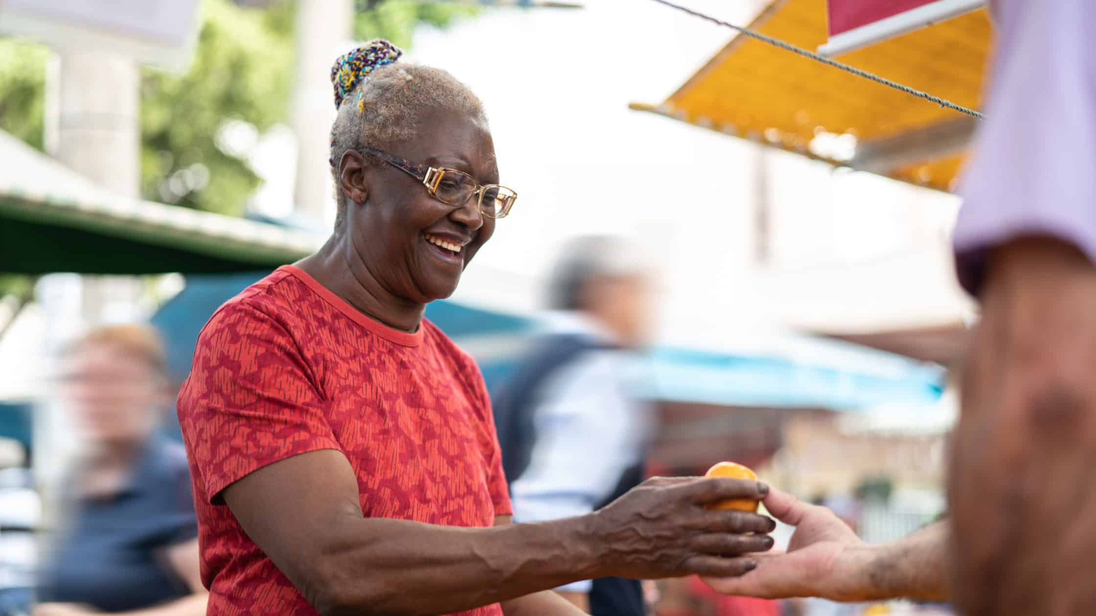 Older women at a farmers market