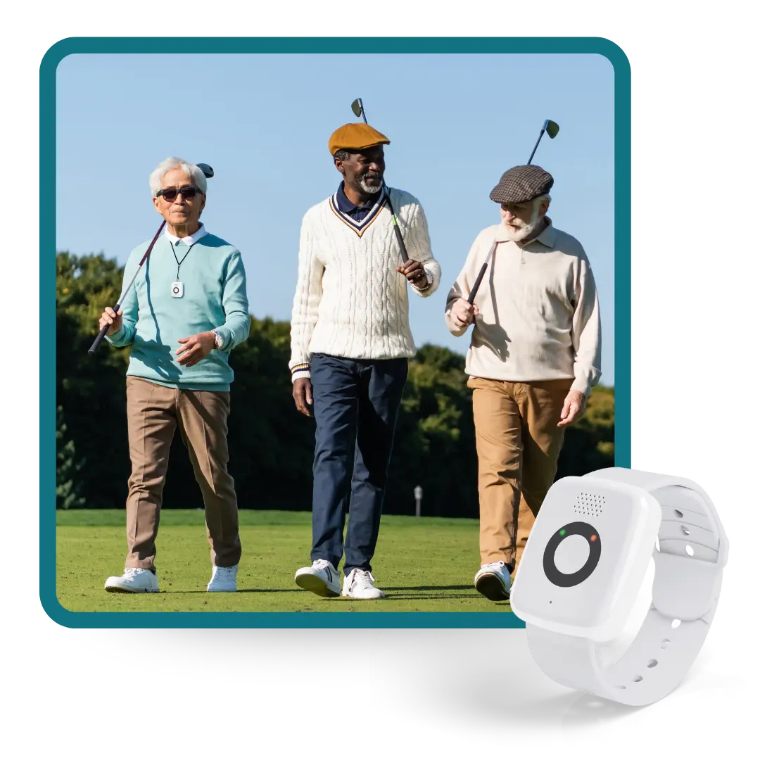 OTG Mini Wrist Next to Men Golfing