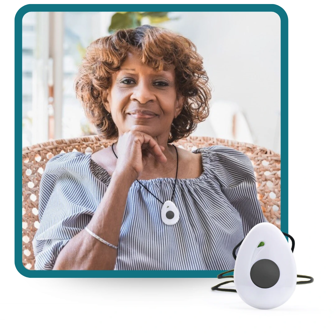 Lifeline Fall Detection button with Women wearing it